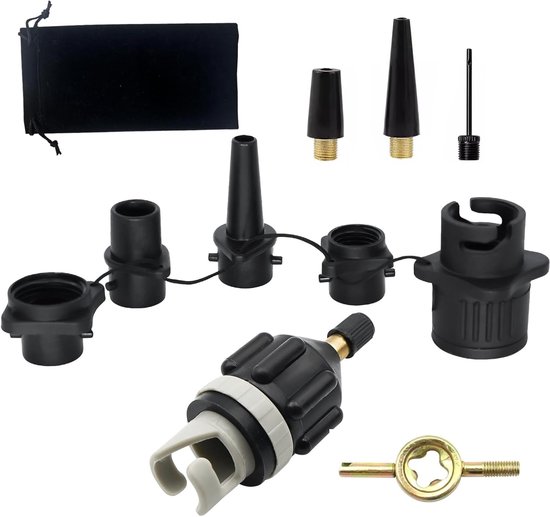 SUP Pomp Adapter - Opblaasboot Ventiel - Watersport Opblazen - 8 Connectoren Inclusief - 6 x 3 x 3 cm van Merkloos