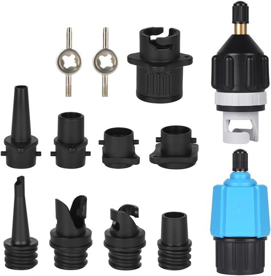 SUP Pomp Adapter - Ventiel Converter - Water Sporten - Hoge Druk Afdichting - 13 Delige Set - Zwart