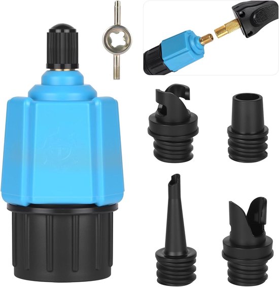 SUP Pomp Adapter - Ventiel Converter - Water Sporten - Hoge Kwaliteit Materialen - Set van 6 - Zwart