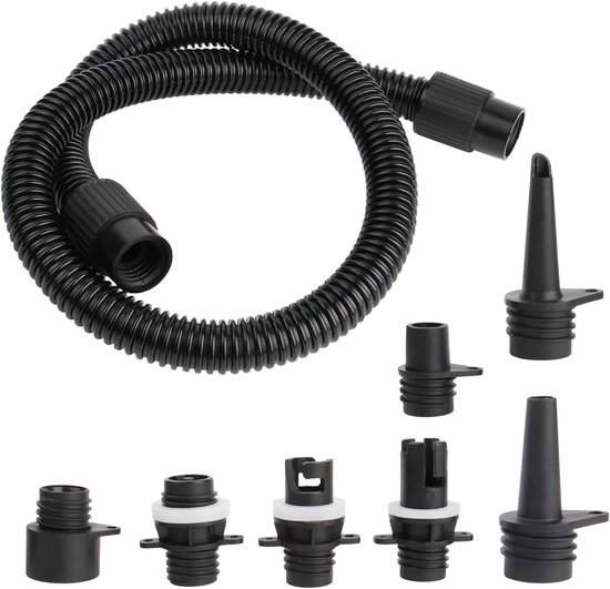 SUP Pompadapter Kit - Ventieladapter Luchtslang - Opblaasbare Boten - 7 Standaard Mondstukken - 24x20x6 cm - Zwart van Merkloos