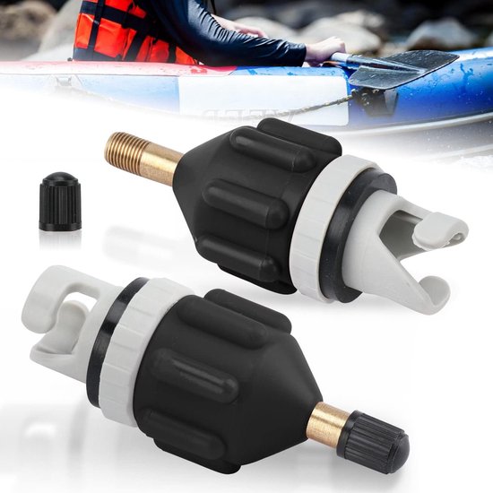 SUP Pompadapters - Kayak Adapter - Snel Oppompen - Rubber en Koper - 8 x 3.5 cm - Zwart van Merkloos