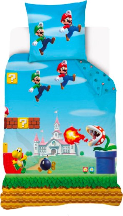 Super Mario Dekbedovertrek 140 x 200 cm - 70 x 90 cm van Merkloos