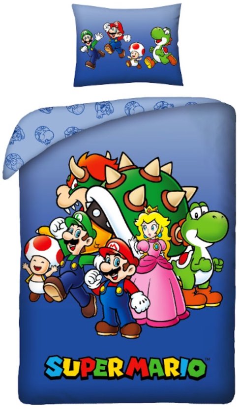 Super Mario Dekbedovertrek - Team - 140 x 200 + 60 x 70cm van Nintendo
