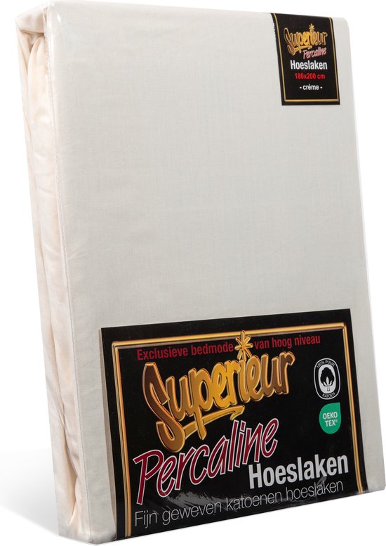 Superieur Hoeslaken - 140x200 cm - Crème - 100% katoen van Luna Bedding.