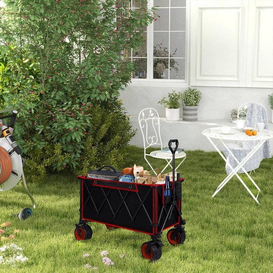 SureDeal® - opvouwbare - Handkar - Remmen - Kan - Bevatten - 106x54x105 cm - Zwart van suredeal