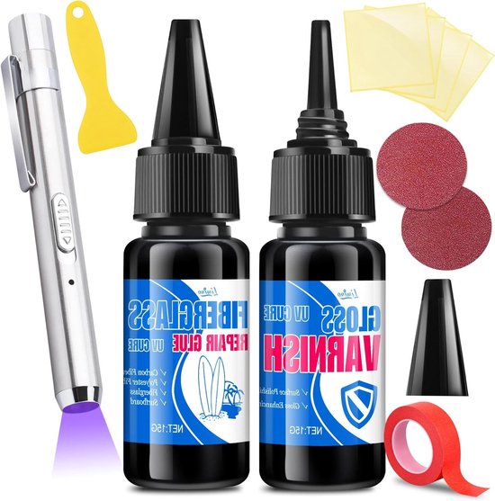 Surfplank Reparatiekit - UV Hardhars Kit - Watersport Reparatie - Eéncomponent Snelhardend - 100ml - Transparant van Merkloos