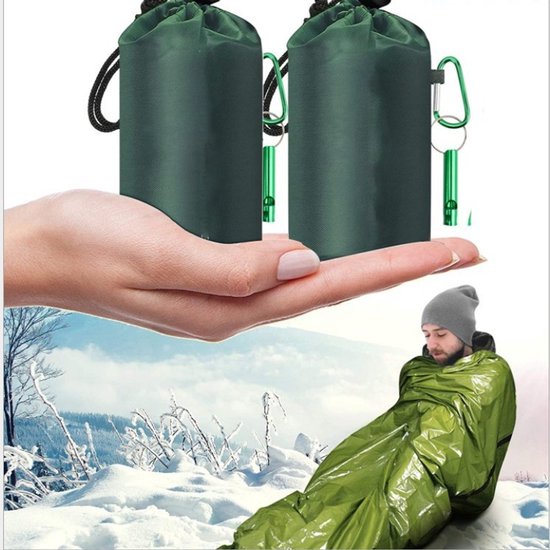 Survival Bivy Tassen - 2Pack Waterdichte Mylar Noodslaapdekens met Fluitje Gear voor Camping Wandelen van Go Time Gear