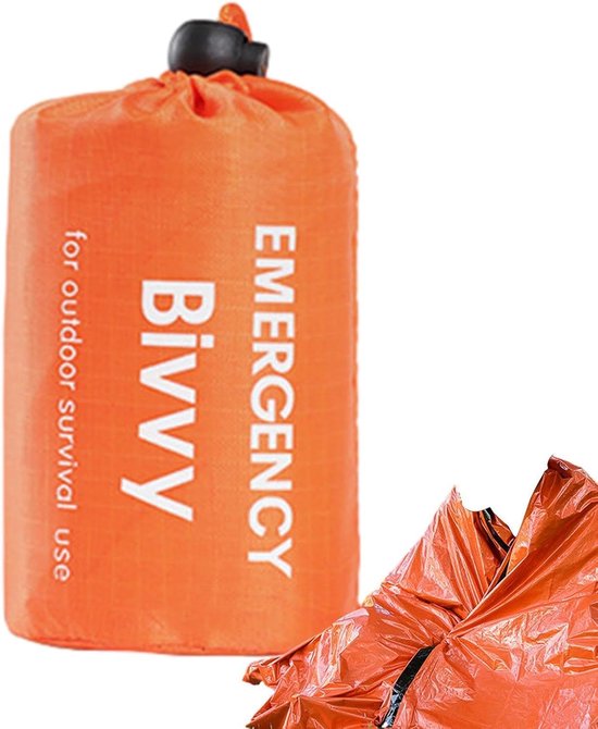 Survival Deken Slaapzak - Thermische Onderdak - Outdoor Bescherming - Reflecteert Lichaamswarmte - 90x210 cm - Oranje