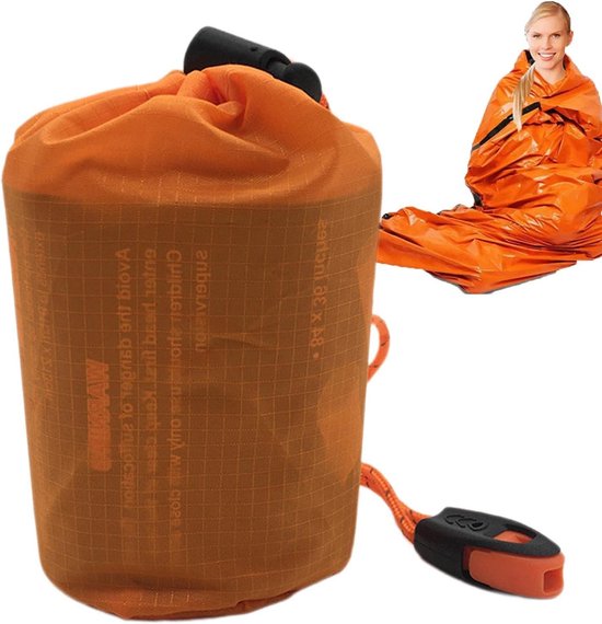 Survival Slaapzak - Bivakzak Thermisch - Outdoor Bescherming - Waterdicht Winddicht - 200 x 90 cm - Oranje