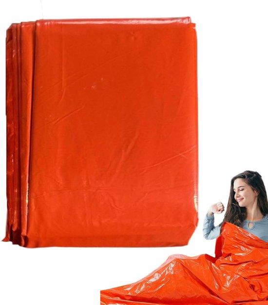 Survival Slaapzak - Nood Bivakzak Thermo - Outdoor Noodsituaties - Waterdicht Scheurbestendig - 210 x 90 cm - Signaal Oranje