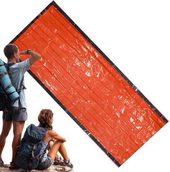 Survival Slaapzak - Nood Slaapzak Kampeeruitrusting - Outdoor Overleving - Waterdicht Winddicht - 21.5 x 9 cm - Oranje