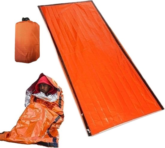 Survival slaapzak - Nooddeken binnenzak - Buitenactiviteiten - Reflecteert warmte - 14 x 7 x 7 cm - Camouflage