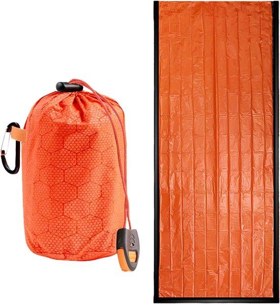 Survival slaapzak - Nooddeken Bivakzak - Outdoor avonturen - Waterdicht en warmtebehoud - Compact en lichtgewicht - Oranje