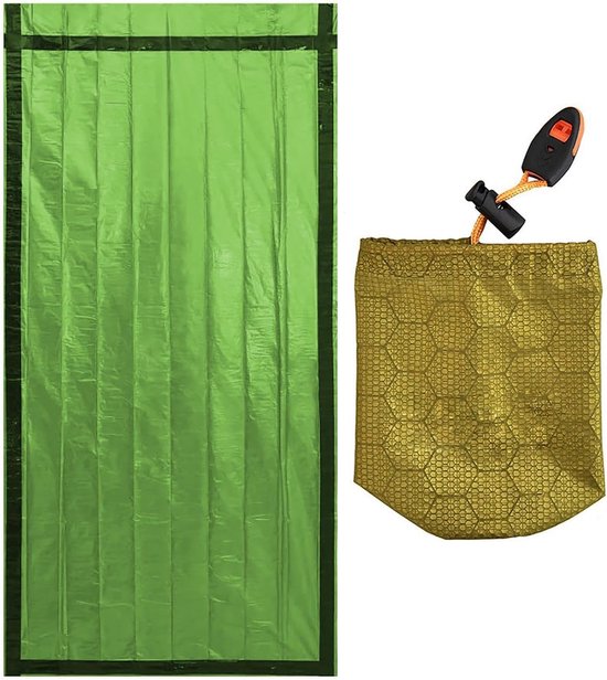 Survival Slaapzak - Noodonderdak Bivy - Buiten Overleven - Waterdicht Winddicht - 200 x 90 cm - Groen Oranje