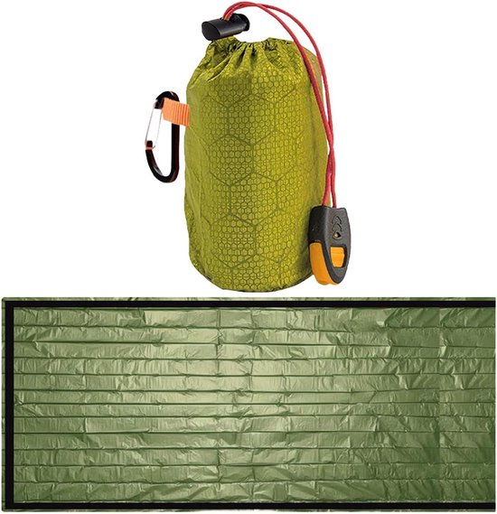 Survival Slaapzak - Thermodeken Bivakzak - Outdoor Avonturen - Waterdichte Bescherming - 2-Persoons - Legergroen