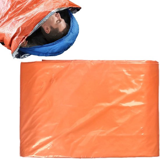 Survivaldeken Slaapzak - Bivakzak Thermo - Outdoor Kamperen - Waterdichte Isolatie - 90 x 210 cm - Oranje