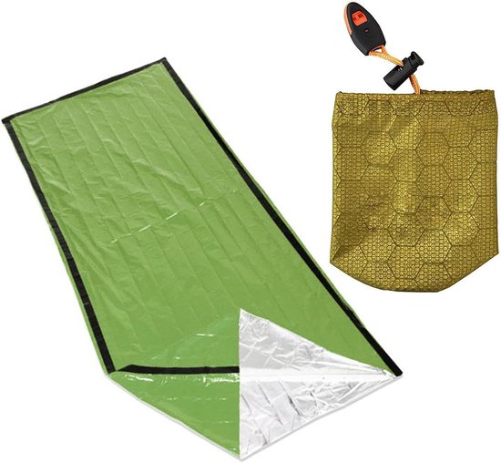 Survivalslaapzak, bivakzak, campingmatras, robuuste en ultralichte bivakzak, compact, waterdicht, winddicht, voor campingavonturen