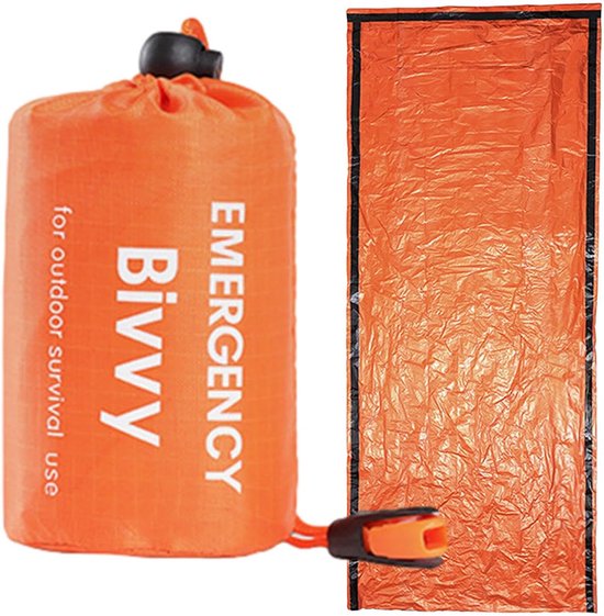 Survivalslaapzak - Nooddeken thermisch - Outdoor avontuur - Waterdicht en temperatuurvast - 210 x 90 cm - Oranje