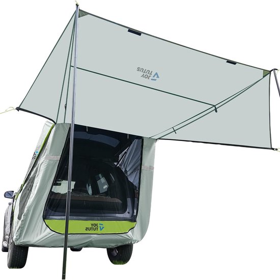 SUV Achterklep Tent met Driezijdige Luifel en Stangen, Waterdichte Camping Tent voor Auto, Universele Pasvorm voor de Meeste Voertuigen, Ideaal voor Buitenavonturen en Kamperen van Merkloos