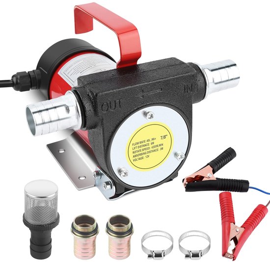 SVGCommerce - 12V Oil Pump - Elektrische Oliepomp - 160W Vermogen - Rood en Zwart - DC Suction Pump - 40L/min Doorstroomcapaciteit - Geschikt voor Aut van Merkloos