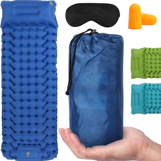 SVN® Luchtbed met Ingebouwde Pomp - Luchtbed met Pomp - Luchtbed - 12cm Dik - Blauw - 197cm x 12cm x 72cm van Merkloos