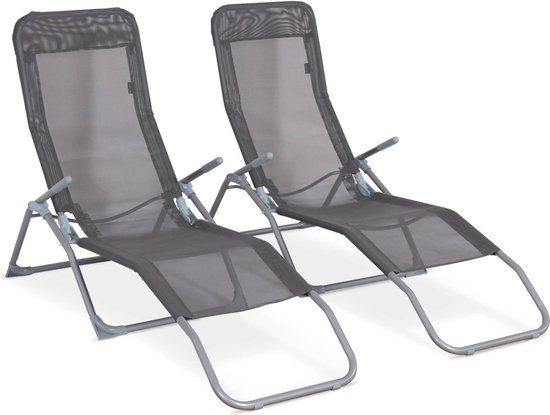 sweeek - 2 opvouwbare ligbedden, levito, 141x57x935cm van Merkloos