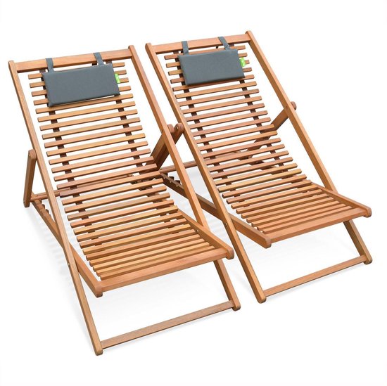 sweeek - Set van twee houten strandstoelen bilbao van Merkloos
