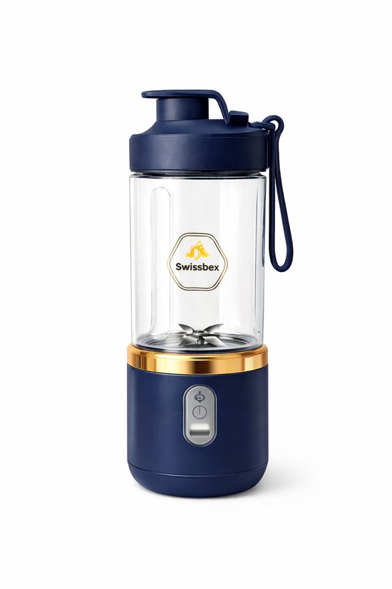 Swissbex Draagbare Mini Blender & Juicer – 400 ml – USB-C Oplaadbaar – Smoothies To Go - Donkerblauw van SwissBex