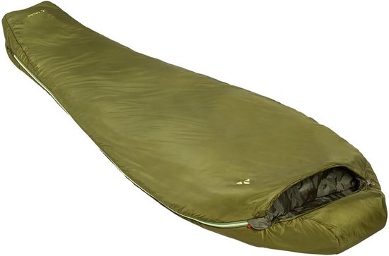 Synthetische slaapzak voor kamperen en wandelen, 1300 comfort met frisse groene kleur