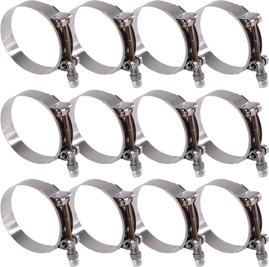 T-Bout Slangklemmen voor Turbo Inlaat - Set van 12 Stuks - RVS - Geschikt voor Zachte Slangen - Intercooler Klemmen - 70-80mm van Merkloos