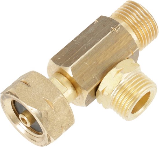 T-stuk Shell aansluiting van 2x fles en regelaar van T