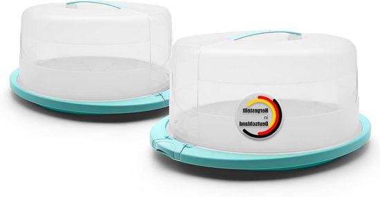 Taarttransportbox 2 stuks - Taartstolp Draagbaar - Bakwaren Vervoeren - Met Koelvak - 145 Liter Capaciteit - IJsblauw