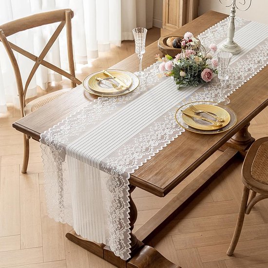 Table Runner - 45x240cm - Exquisite Lace Table Runner voor Bruiloft - Baby Shower - Verjaardagsfeest - Taart Tafel Decoraties