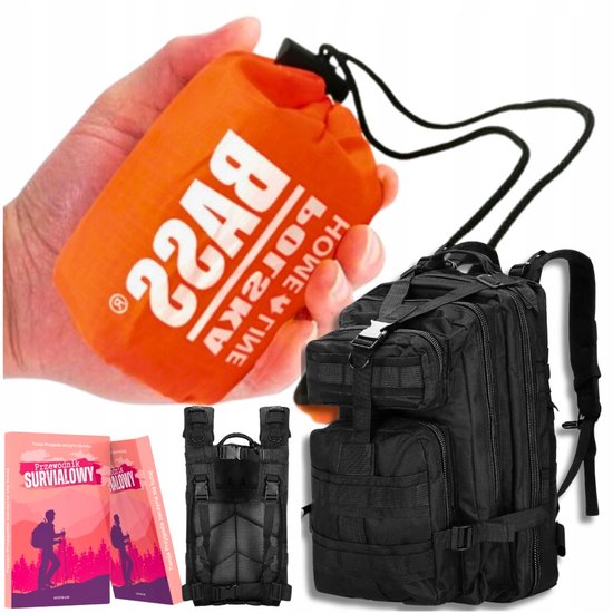 Tactische Rugzak 35L Zwart met Thermische Nooddeken