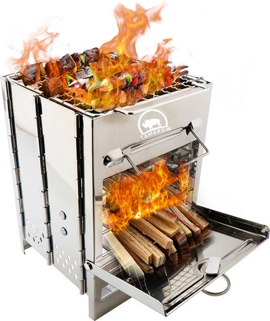 Tamarow™ Draagbare Houtkachel Voor Kamperen - Camping Oven - Kampeer Kachel - Camping Kooktoestel - Camping Accessoires - Klein van T