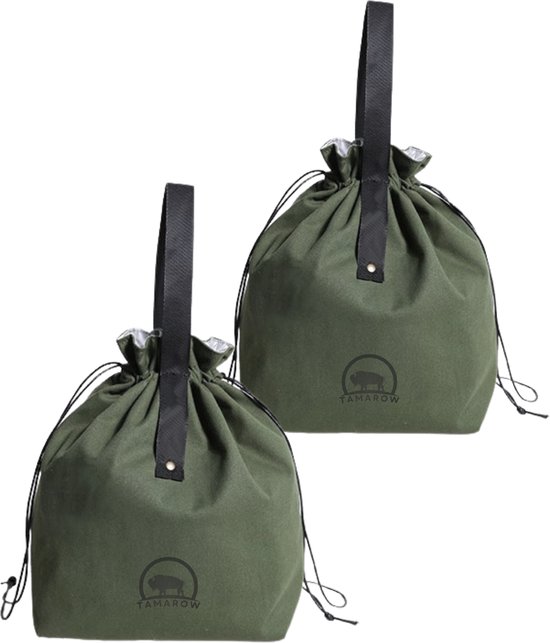 Tamarow Koeltas Lunchtas - 2 Stuks- Geïsoleerd - Waterproof - 4 Liter - Khaki Groen van T