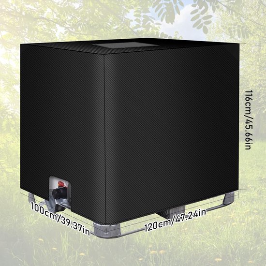 Tankafdekking, containerafdekking, anti-UV-beschermhoes, IBC-containerzeil, voor watertank 100L 420D Beschermzeil/regenwaterfolie, stofdichte afdekking, voor 1000L IBC-containers (120 x 100 x van T