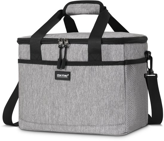TAN.TOMI Koeltas - 4 laags geïsoleerde - Lunchtas - Picknicktas - Slijtvast en duurzaam materiaal - Waterdicht en vuilafstotend - Grijs -15L van TAN.TOMI