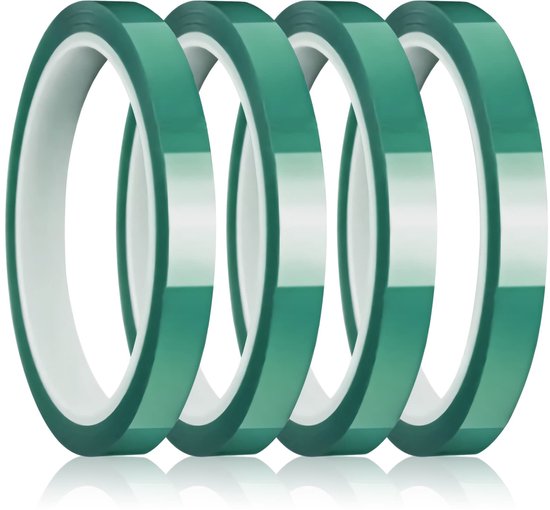 tape, 4 stuks, 10 mm x 33 m, kaptontape, hoge temperatuur, isolatietape, polyimide tape, sublimatie, hittebestendig, hoge temperatuur tape