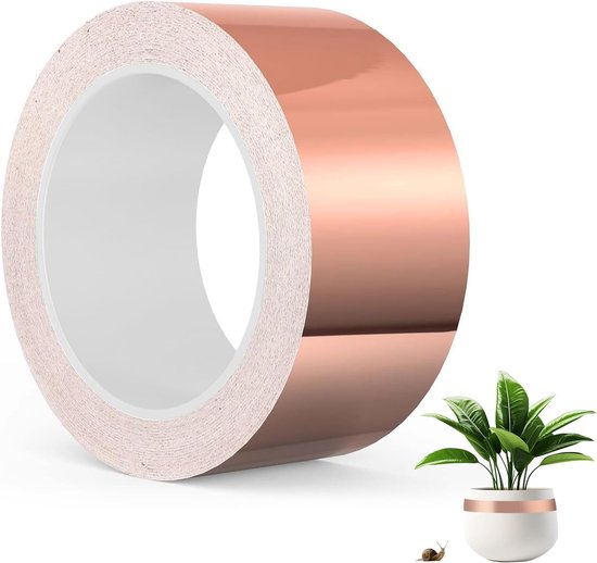 Tape Koper, Koper Tape Slug Repellent, Koperen Tape voor Slakken en Slakken, Koperen Tape voor Plantenpotten, Slakken Koper Tape voor Plant Bescherming, Solderen, Elektrische Reparatie (50