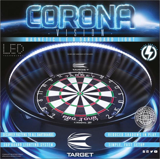 Target darts corona vision - dartbord verlichting 360 van Target