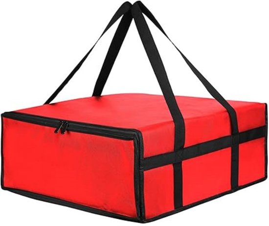 Tas-koeltas- Professionele Warmhoudtas voor 3 Pizza's van 18 Inch - Geïsoleerde Cateringtas voor Thuisbezorgd en Restaurant - Versterkte Draagcapaciteit tot 27kg - 50x50x15 cm - rood van Merkloos