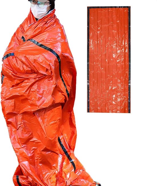 Tasslaapzak - Overlevingszak Nood - Buiten Overleven - Houdt 95% Warmte - 215 x 90 cm - Oranje
