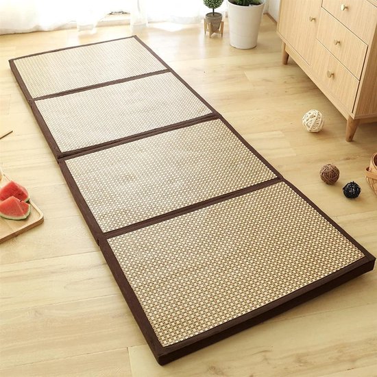 Tatami Futon Mat - Opvouwbaar Matras - Rust & Ontspanning - Ademend Rotan Oppervlak - 75x200cm - Licht