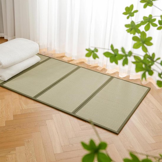 Tatami mat - Japanse vloermat - Rustgevend slapen - Natuurlijk rushgras - 200 x 100 cm - Groen