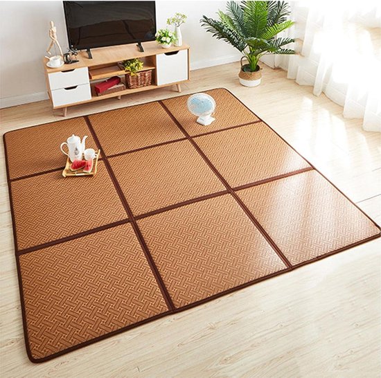Tatami Vloermat - Japanse Mat Rotan - Ruimte Besparen - Opvouwbaar Met Tas - 60x120CM (2 stuks) - Natuurlijk van Merkloos