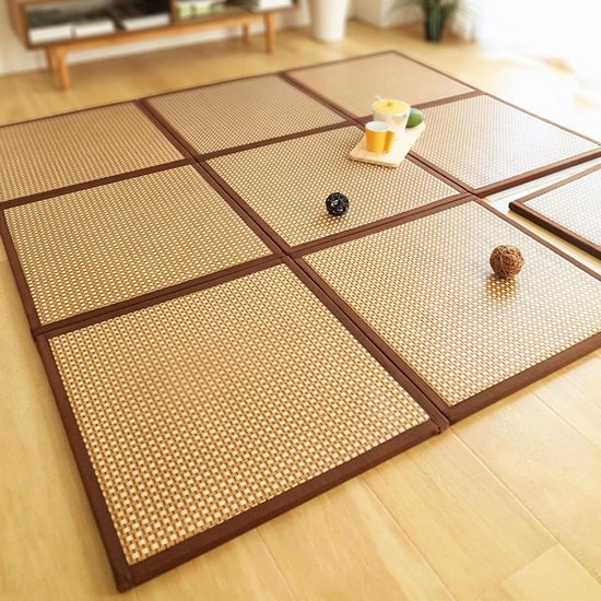 Tatami Vloermat - Rotan Mat Koelmat - Zomer Dutjes - Vouwbaar Koelen - 60 x 60 cm van Merkloos