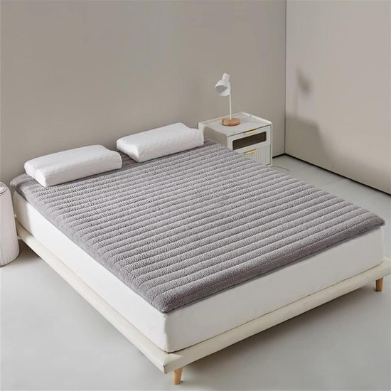 Tatami Vloermatras - Futon Matras Topper - Comfortabel Slapen - Huidvriendelijke Pluche Stof - 100x200cm - Grijs