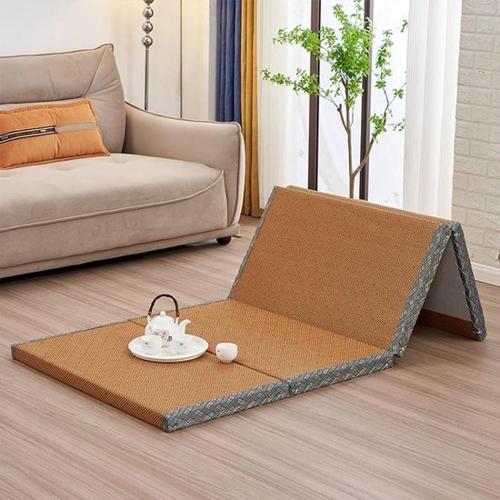 Tatami Vloermatras - Futonmatras Gastenbed - Yoga Meditatie - Opvouwbaar Ademend - 3 cm dik - Bruin