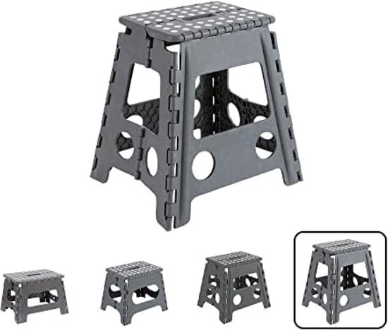 TB-039-G Vouwkruk voor keuken of badkamer, kleine trap, kinderkruk, kruk, opstapkruk voor volwassenen en kinderen (tot 150 kg), 39 cm hoog, grijs van T